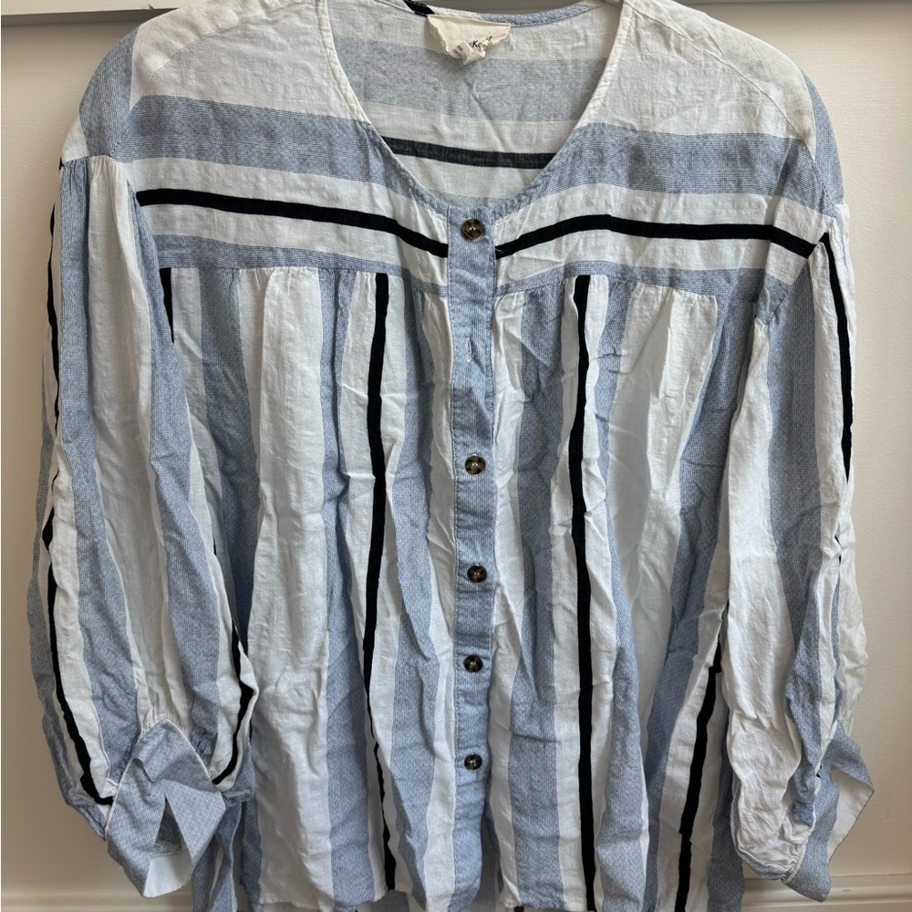 The Korner Striped Button Down Shirt - Blue and White